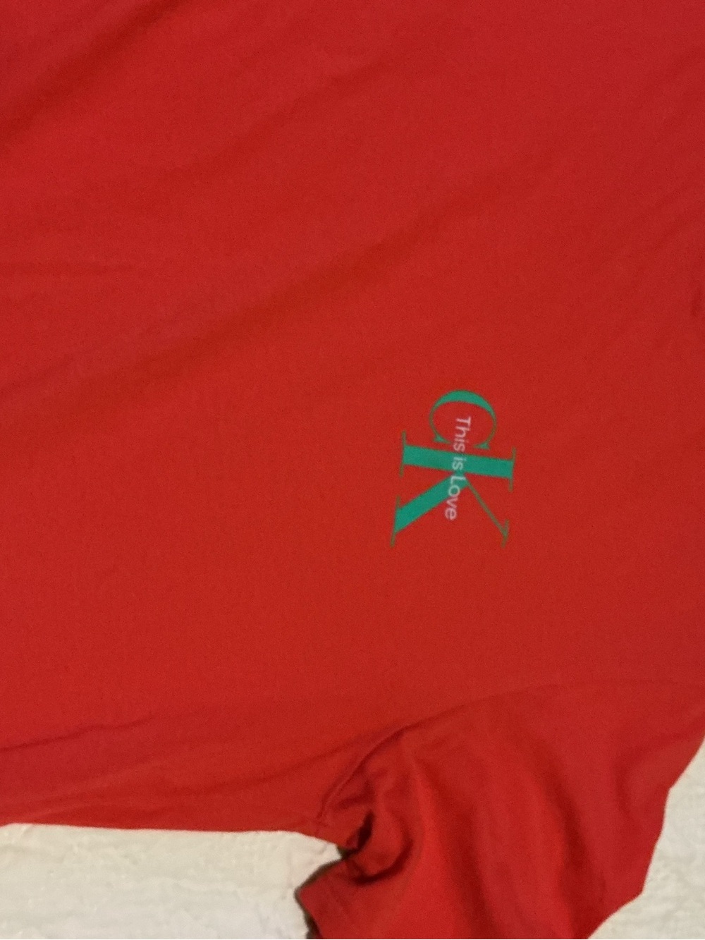 Calvin Klein Red Short-Sleeve Tee with Green CK Logo